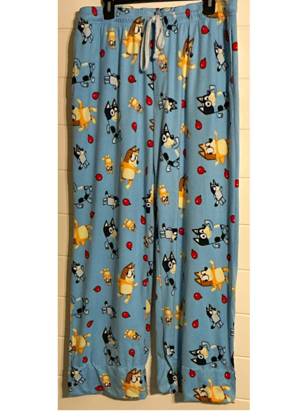 Bluey & Bingo Men's Blue Fleece Pajama Pants Drawstring Elastic Waist 2XL